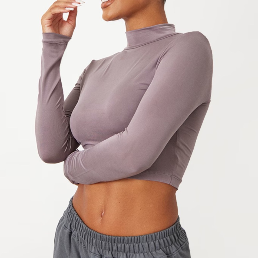 PrettyLittleThing gray slinky long sleeve